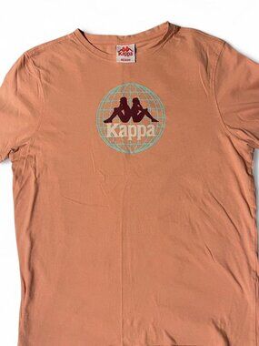 Kappa Vintage Globe Graphic T-Shirt - Salmon/Coral Pink - Men’s Size Medium
